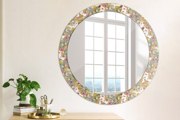 Ronde spiegel met decoratie Een droom over een sprookjesland