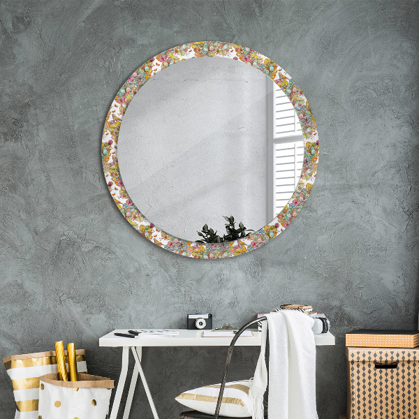 Ronde spiegel met decoratie Een droom over een sprookjesland