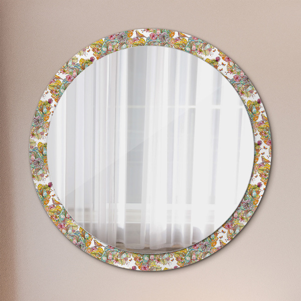 Ronde spiegel met decoratie Een droom over een sprookjesland