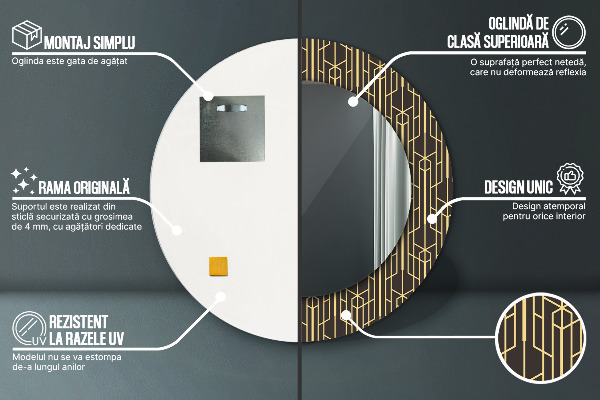 Bedrukte ronde spiegel Abstract