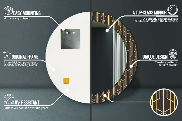 Bedrukte ronde spiegel Abstract