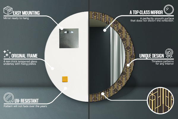 Bedrukte ronde spiegel Abstract