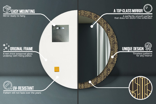Bedrukte ronde spiegel Abstract