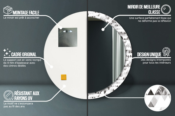 Ronde spiegel met bedrukte lijst Regenboog driehoek