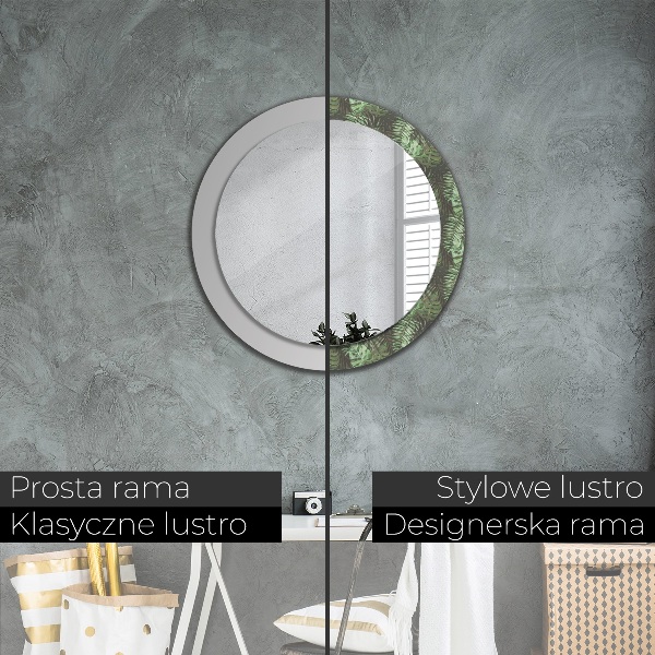 Ronde wandspiegel met print Tropische bladeren