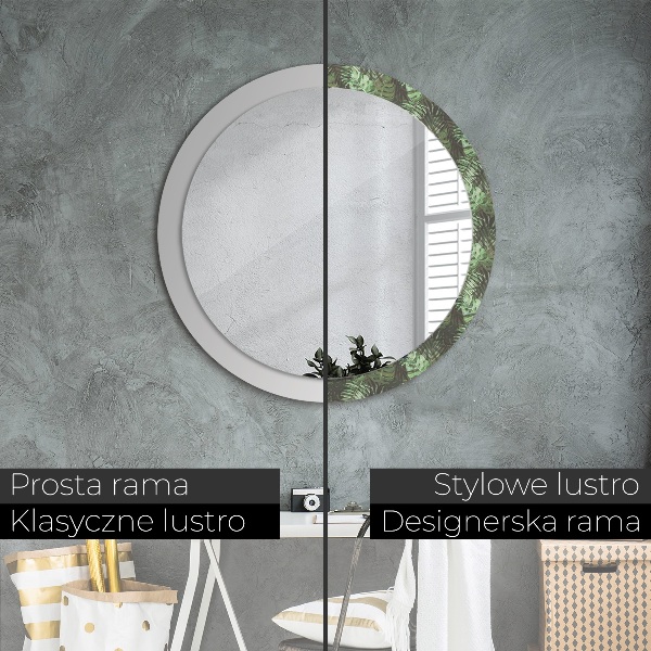 Ronde wandspiegel met print Tropische bladeren