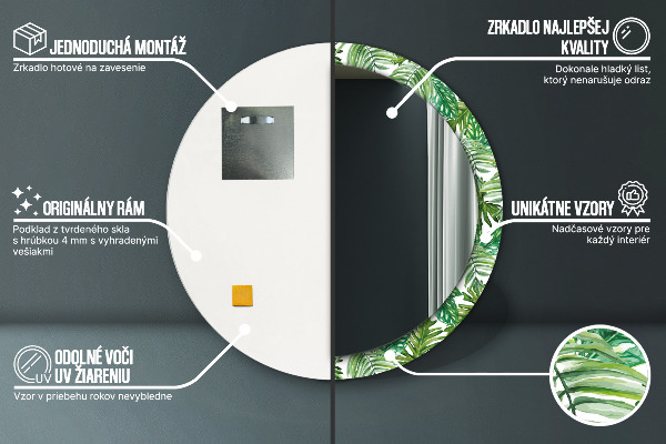 Bedrukte ronde spiegel Jungle bladeren