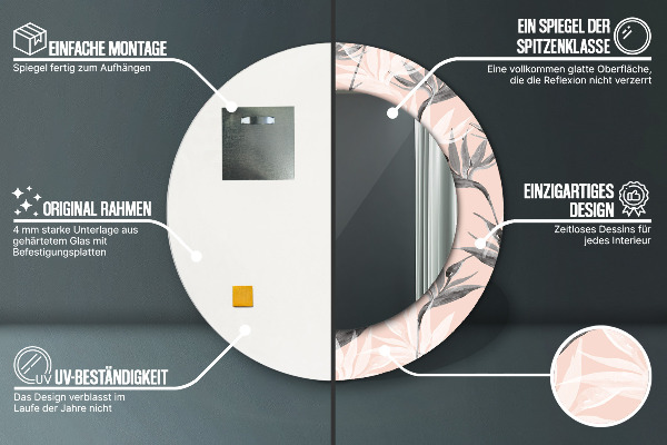 Ronde spiegel met decoratie Een paradijs voor vogels