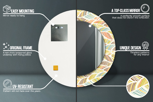 Bedrukte ronde spiegel Abstract