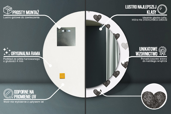 Bedrukte ronde spiegel Abstracte harten