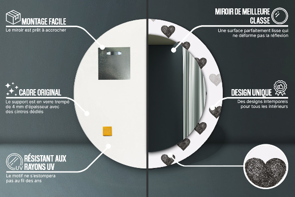 Bedrukte ronde spiegel Abstracte harten