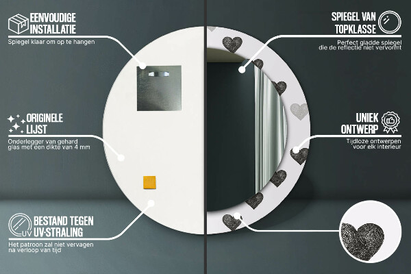 Bedrukte ronde spiegel Abstracte harten