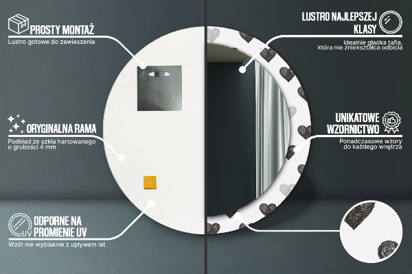 Bedrukte ronde spiegel Abstracte harten
