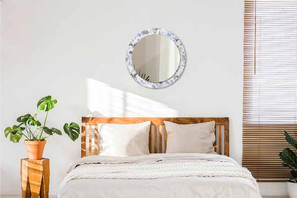 Ronde spiegel met decoratie Blauwe rozen