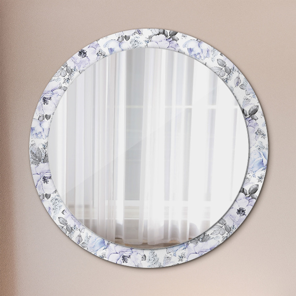 Ronde spiegel met decoratie Blauwe rozen