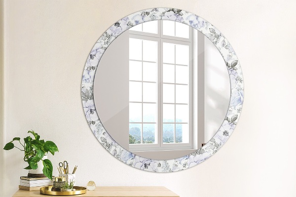 Ronde spiegel met decoratie Blauwe rozen