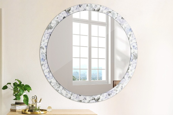 Ronde spiegel met decoratie Blauwe rozen