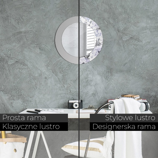 Ronde spiegel met decoratie Blauwe rozen