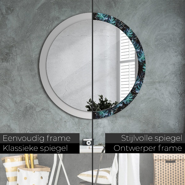 Ronde spiegel met decoratie Exotische bladeren