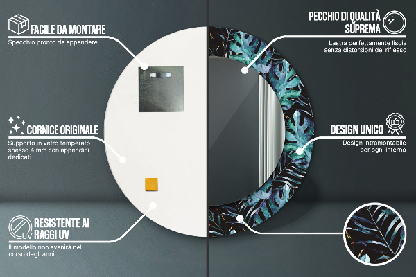 Ronde spiegel met decoratie Exotische bladeren