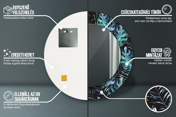 Ronde spiegel met decoratie Exotische bladeren