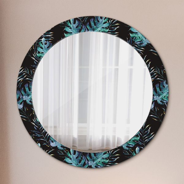 Ronde spiegel met decoratie Exotische bladeren