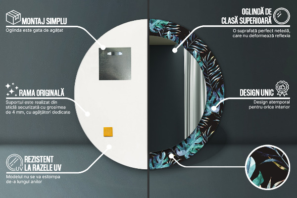 Ronde spiegel met decoratie Exotische bladeren