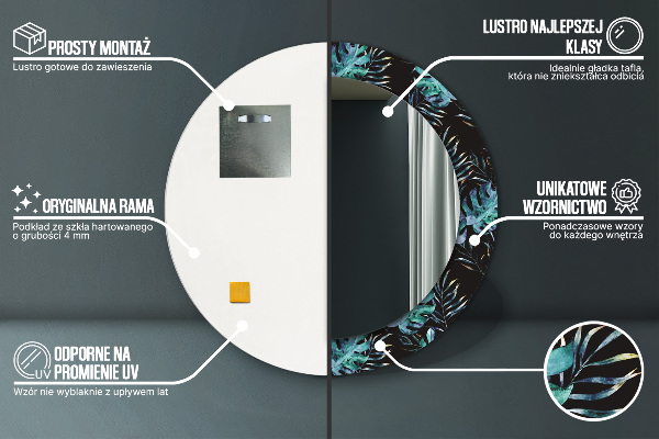 Ronde spiegel met decoratie Exotische bladeren
