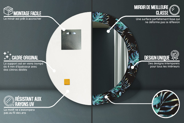 Ronde spiegel met decoratie Exotische bladeren