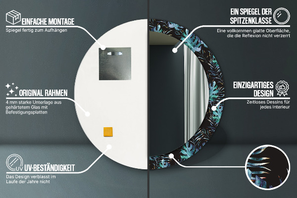 Ronde spiegel met decoratie Exotische bladeren