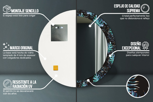 Ronde spiegel met decoratie Exotische bladeren