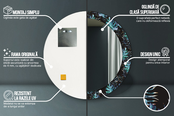 Ronde spiegel met decoratie Exotische bladeren