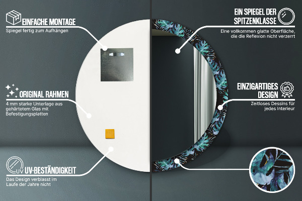 Ronde spiegel met decoratie Exotische bladeren