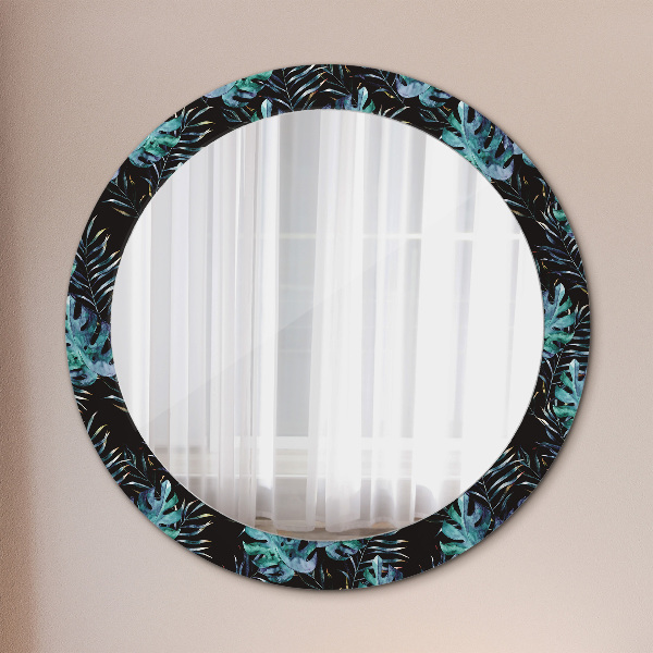 Ronde spiegel met decoratie Exotische bladeren
