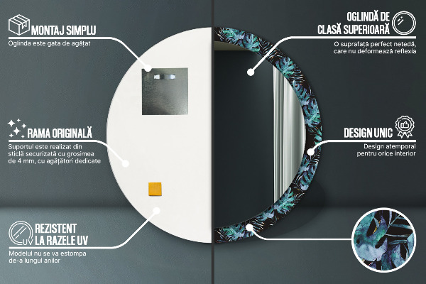 Ronde spiegel met decoratie Exotische bladeren