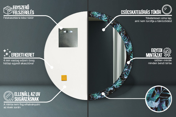 Ronde spiegel met decoratie Exotische bladeren