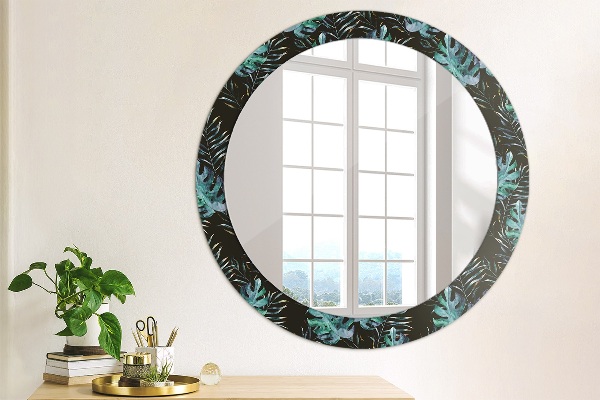 Ronde spiegel met decoratie Exotische bladeren
