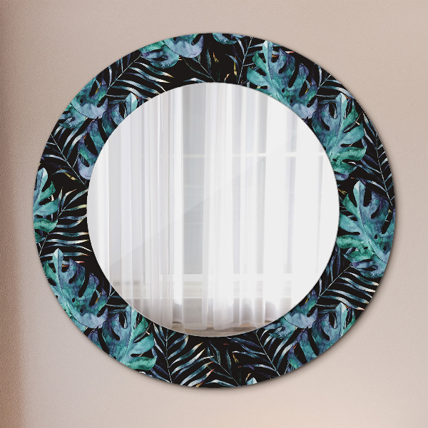 Ronde spiegel met decoratie Exotische bladeren