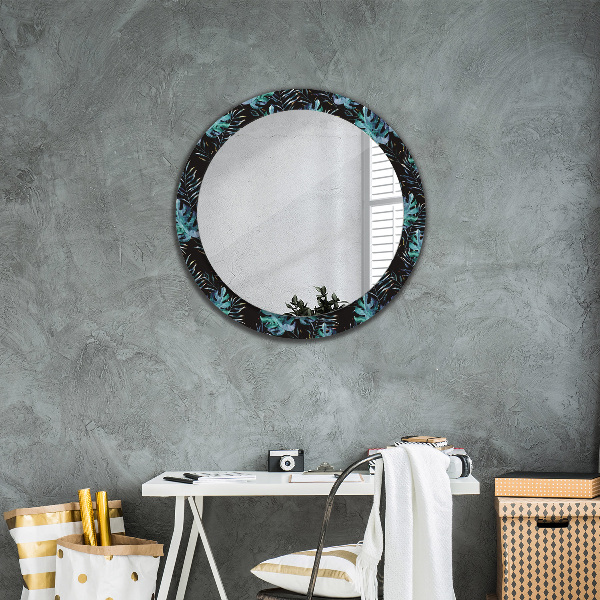 Ronde spiegel met decoratie Exotische bladeren