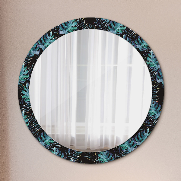 Ronde spiegel met decoratie Exotische bladeren