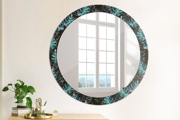 Ronde spiegel met decoratie Exotische bladeren