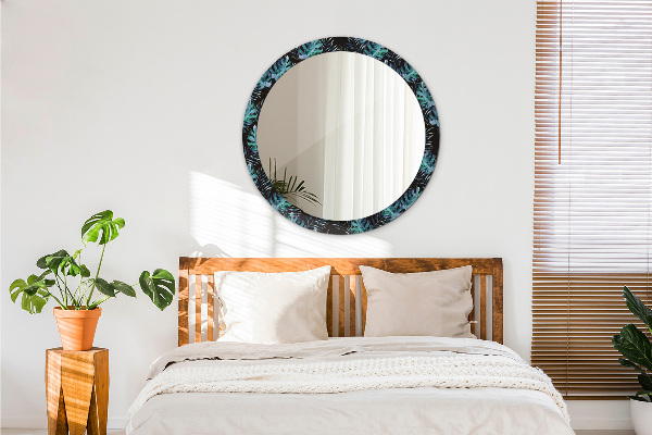 Ronde spiegel met decoratie Exotische bladeren