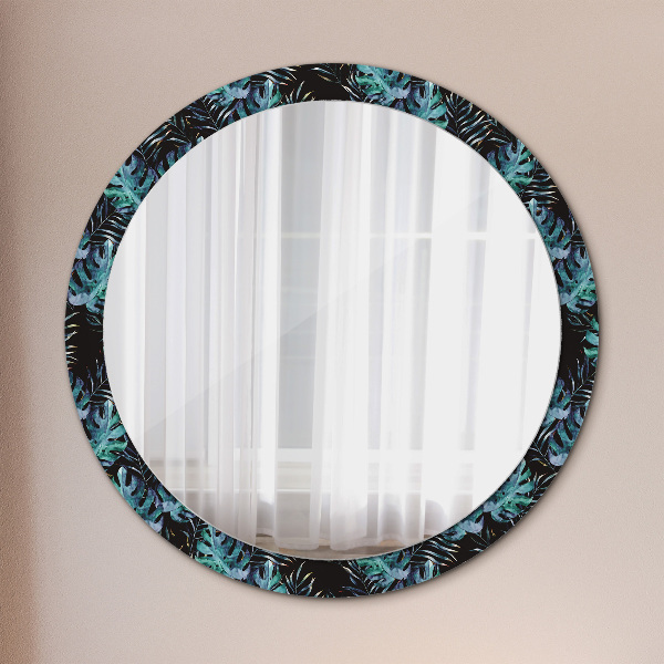 Ronde spiegel met decoratie Exotische bladeren