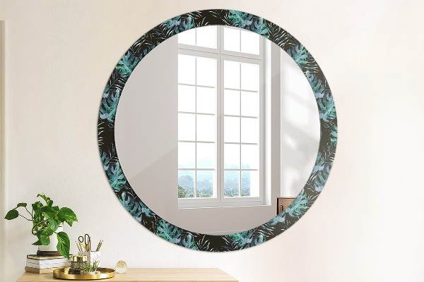 Ronde spiegel met decoratie Exotische bladeren