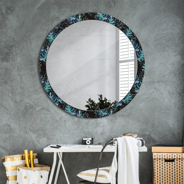 Ronde spiegel met decoratie Exotische bladeren