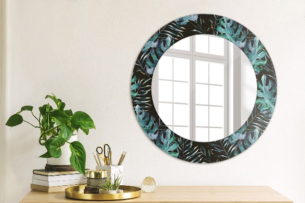 Ronde spiegel met decoratie Exotische bladeren