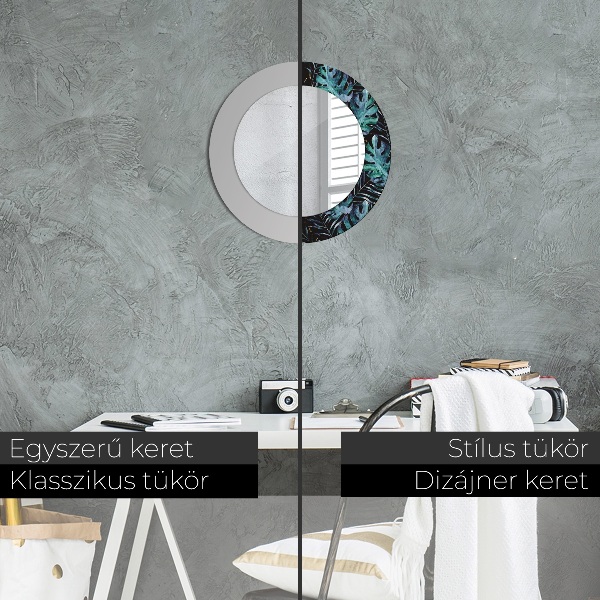 Ronde spiegel met decoratie Exotische bladeren
