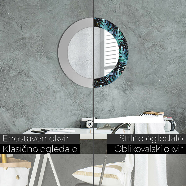 Ronde spiegel met decoratie Exotische bladeren
