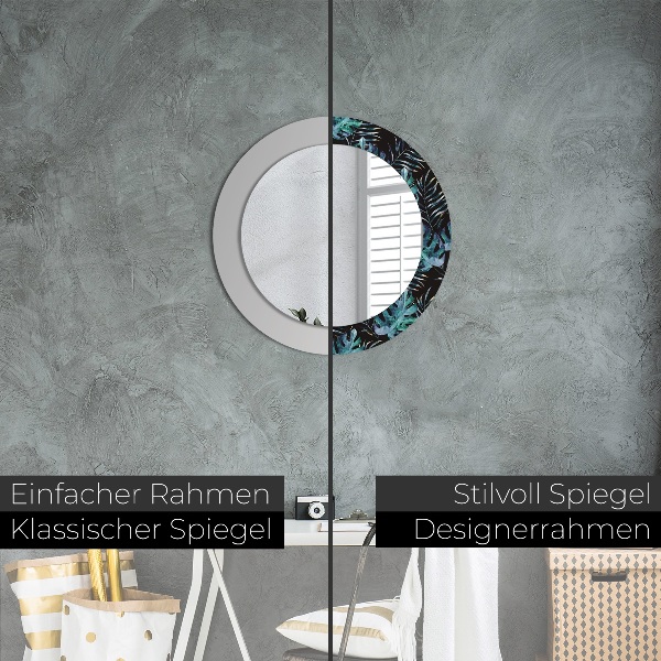 Ronde spiegel met decoratie Exotische bladeren