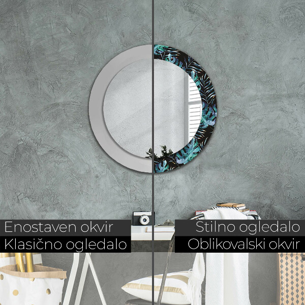 Ronde spiegel met decoratie Exotische bladeren